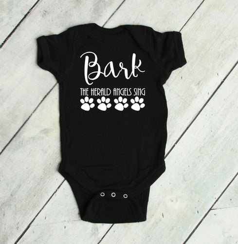 Bark the Herald Angels Sing Christmas Infant & Toddler Short and Long Sleeve Apparel