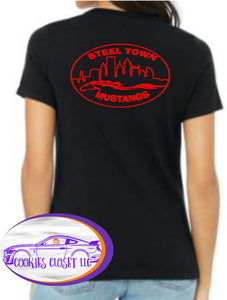 Steel Town Mustang Ladies Fitted Neutral-Colored T Shirts