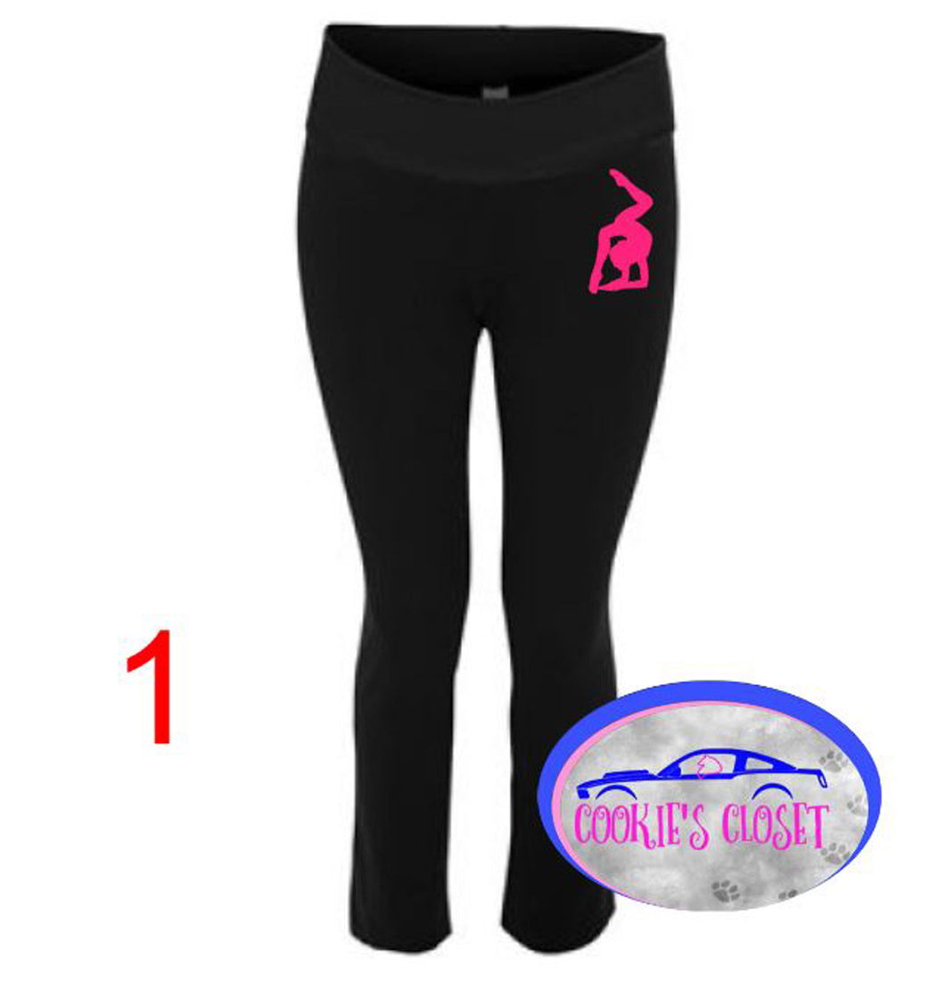 ***CLEARANCE*** Ladies Yoga Pants with your choice of dancer