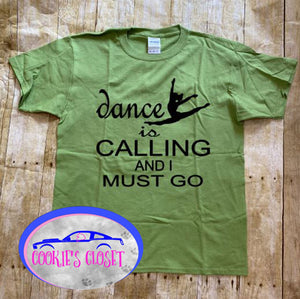 ***CLEARANCE*** Dance is Calling Youth Green Unisex T Shirts Ready to Ship