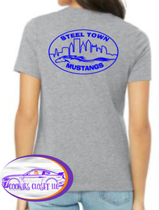 Steel Town Mustang Ladies Fitted V Neck T Shirt