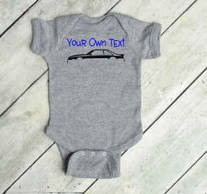 Your Own Text Mustang (Choose your Car) Infant Bodysuit