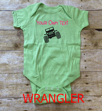 Load image into Gallery viewer, ****CLEARANCE**** Choose your own text &amp; car infant bodysuit