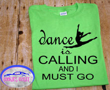 Load image into Gallery viewer, ***CLEARANCE*** Dance is Calling Youth Green Unisex T Shirts Ready to Ship