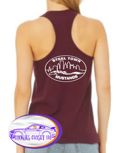 Steel Town Mustang Ladies Racerback Colored Tank Tops