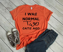Load image into Gallery viewer, I was Normal Two Cats Ago Adult Unisex T Shirt Personalization available.