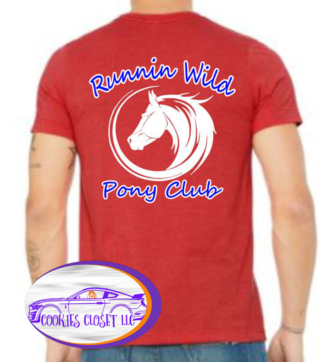Runnin Wild Pony Club Logo Youth or Adult Red Logo Wear