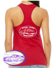 Load image into Gallery viewer, Steel Town Mustang Ladies Racerback Colored Tank Tops