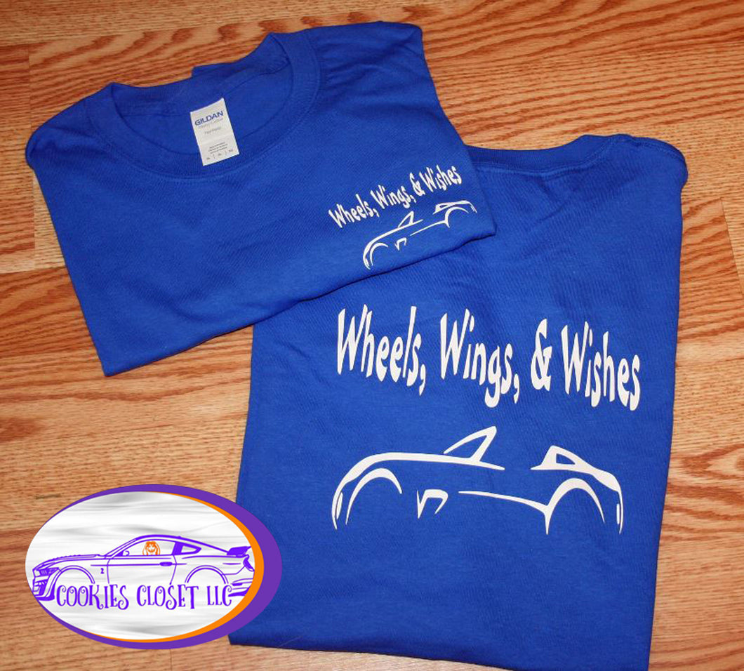 Wheels, Wings & Wishes Blue Adult & Youth T-Shirts