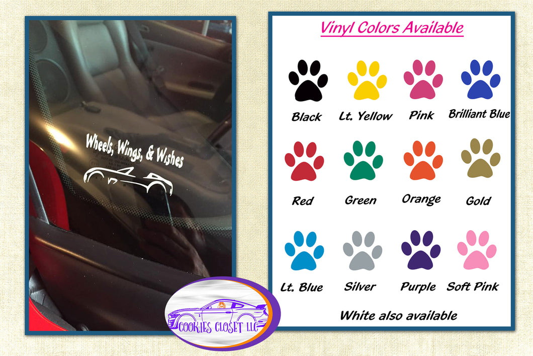 Wheels, Wings & Wishes Car Decal