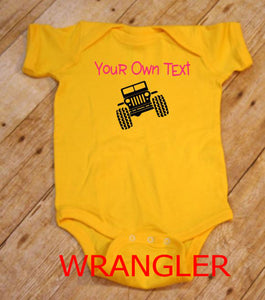 ****CLEARANCE**** Choose your own text & car infant bodysuit